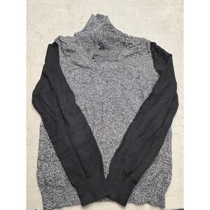 Sean John Mens Gray Black Speckled Knit Turtleneck Sweater XL Cotton